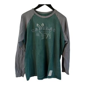 Cabela's Long Sleeve T Shirt Dark Green with Embroidered Moose image Men Size L